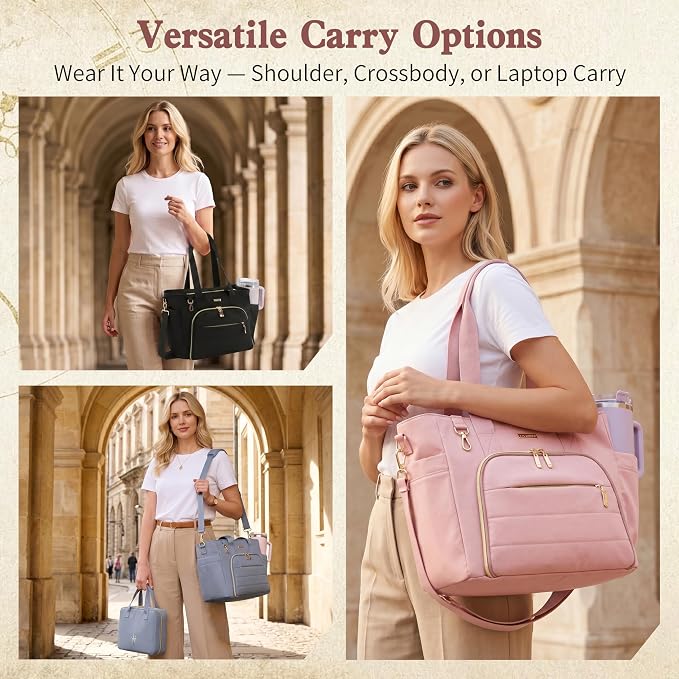 Large Bible Bag for Women, 2-in-1 Bible Tote with Detachable Embroidered Bible Cover & Study Supplies, Church Bible Study Bag, Gift-Ready Christian Gift for Women (Pink)