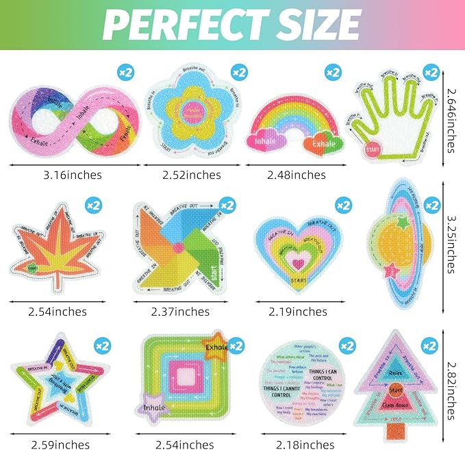24 Pieces Anxiety Sensory Stickers with Storage Box - Calming Strips with 2 Textured Stickers for Adults & Desk Fidget