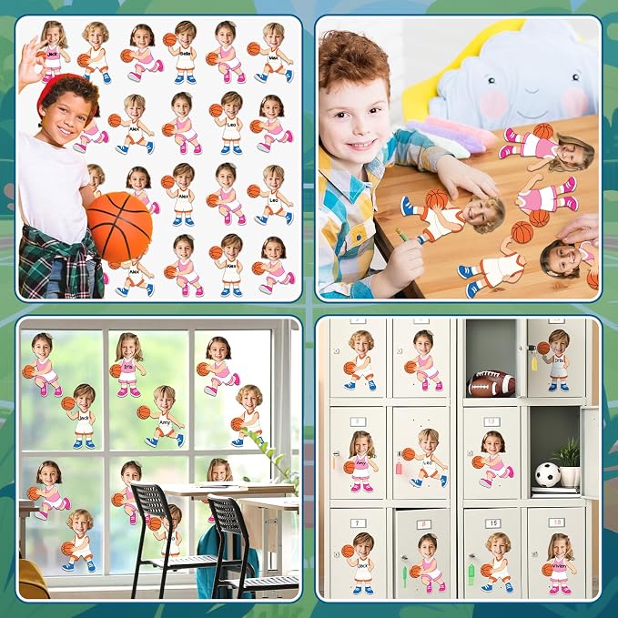 60Pcs Basketball Player Paper Cutouts Sport Bulletin Board Decor Basketball Players DIY Photo Craft Cutout Sports Theme Classroom Supplies for Fans Teacher Student School Chalkboard Wall Party Decor