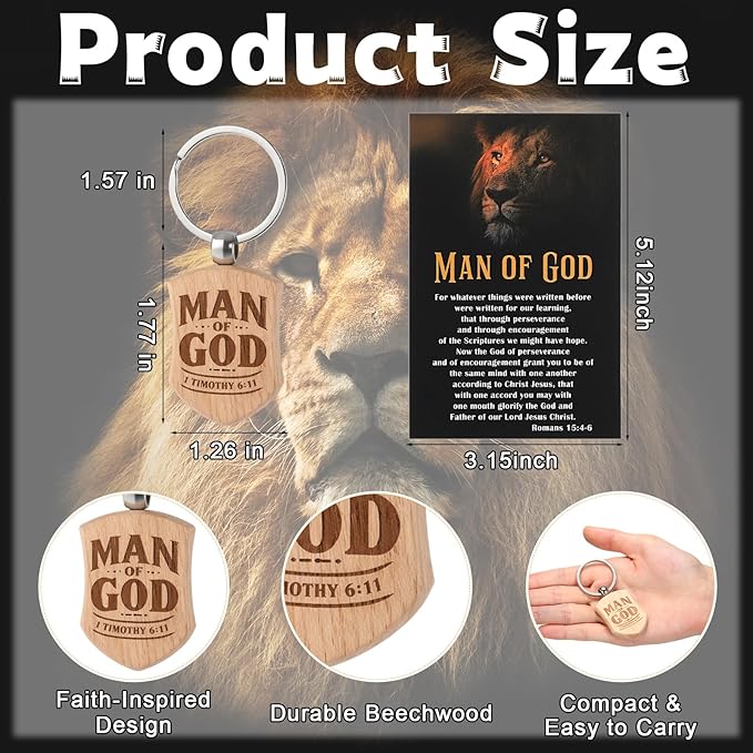 AmazingSpark 20 Sets Man of God Christian Gifts for Father's Day, Church Keychains Religious Magnetic Bookmarkers with Bible Verse Card Happy Father's Day Gifts for Father Priest Ministry (Modern)