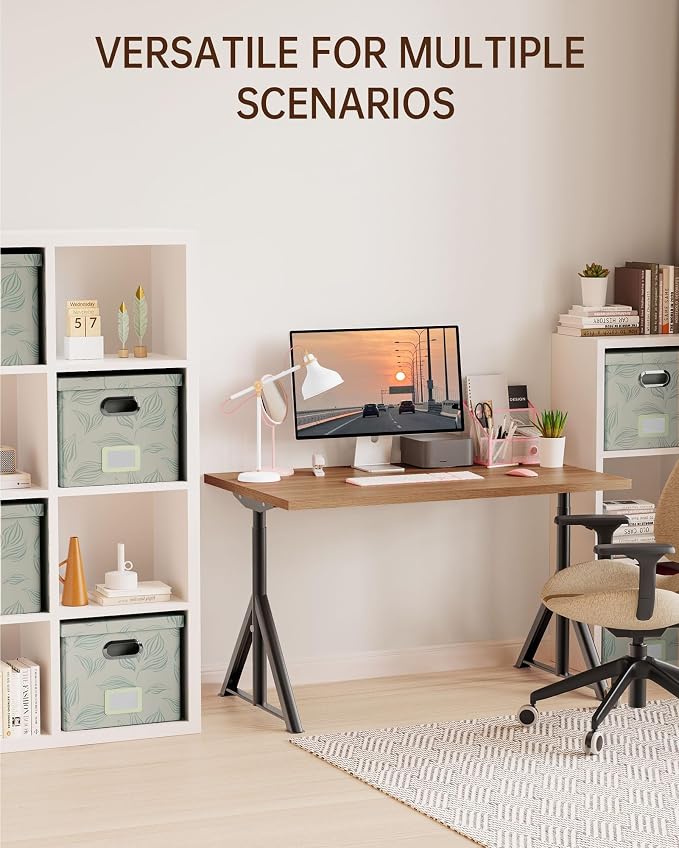 Oterri File Organizer with Lid, File Box, File Cabinet for Letter File Folder Storage, Hanging File Organizer for Office/Decor/Home,Document Organizer, 1 Pack,Leaf Gray-Box Only