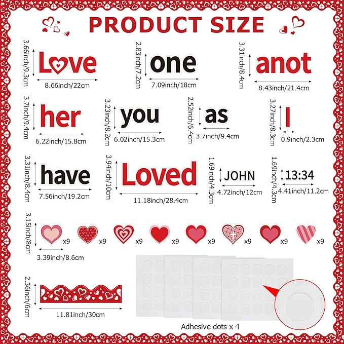 Pajean Valentine's Day Heart Bulletin Board Set Romantic Love Classroom Decorations Sweet Day Theme Paper Cutouts for Wall Window Decor School Office Supplies(Religious)