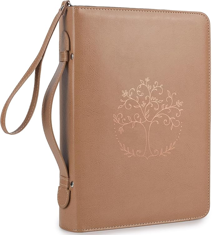 Bible Cover Case for Women and Men, PU Leather Bible Bag Bible Study Supplies Accessories with Detachable Wrist Strap