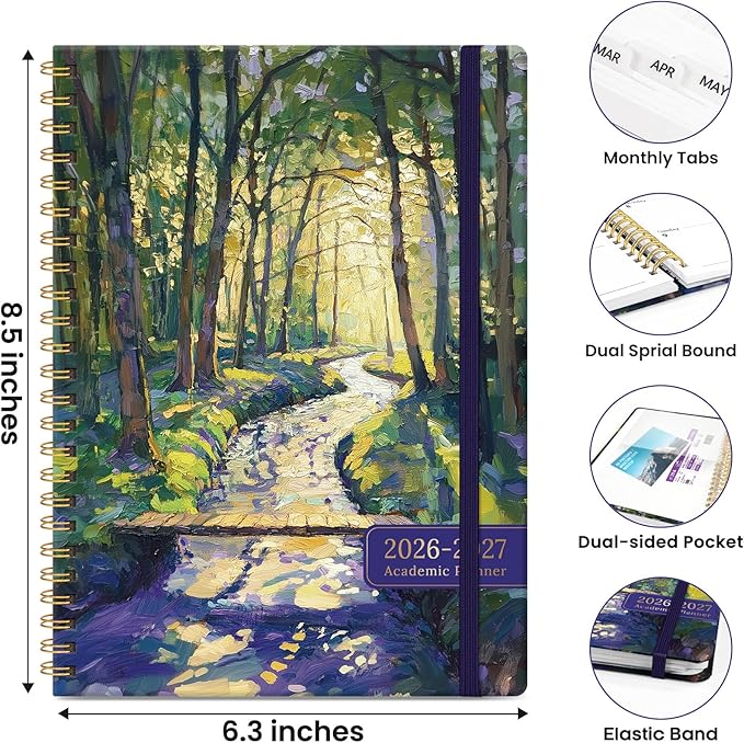 Planner 2026-2027, Monthly and Weekly Academic Planner July 2026 - June 2027, Hardcover Student Teacher Planning Agenda Calendar Book with Tabs, Perfect for Office School Supplies, A5 (6.3" x 8.5") - Golden Pathway