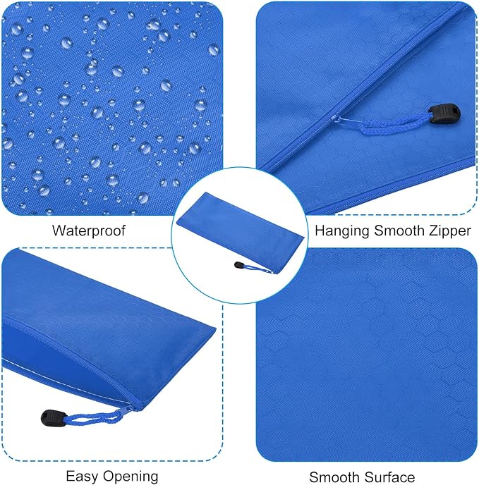 PATIKIL Waterproof Zipper File Bags, 3 Pack A6 Document Holders Pencil Pouch for Office, Blue