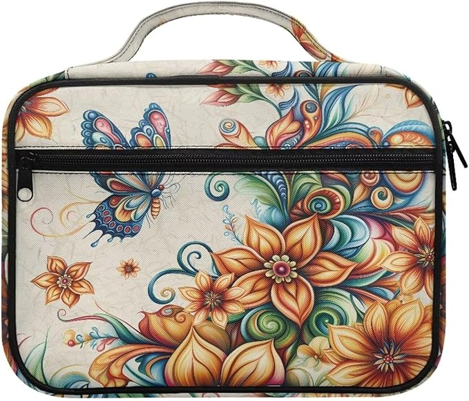 Butterfly Boho Flowers Print Bible Covers for Women & Men, Bible Case and Organizer Bible Carrying Case with Zippered Pocket Bible Protective Bag