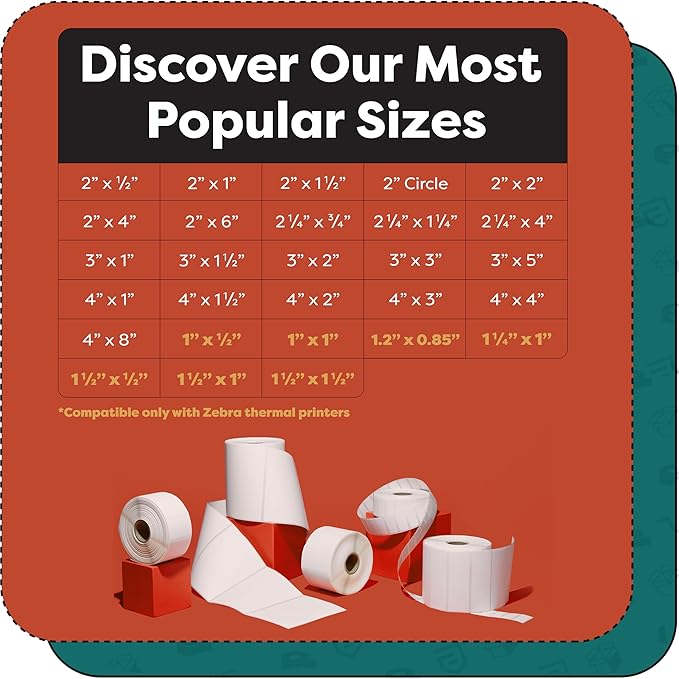 Aegis Adhesives - 2" X 2" Square Direct Thermal Labels (12 Rolls, 700 Labels/Roll) Multipurpose for QR Codes, Barcodes - Perforated, Compatible with Rollo, Zebra, and Other Desktop Label Printers
