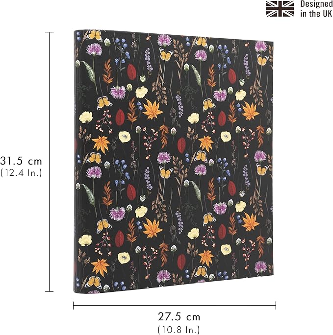 Pukka Pad, Bloom A4 Preloaded 3-Ring Binder – Includes Personal Details and Planner Pages – Comes Preloaded with 5-Part Dividers – Standard 3-Ring Mechanism - Black