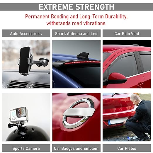 CANOPUS Double Sided Tape, 5952 Heavy Duty Mounting Tape, Strong Bond & Weatherproof Seal Strip for Automotive Mounting, Picture and Photo Frame, Poster, Craft, 0.25 in x 15 ft, Black, Made in USA