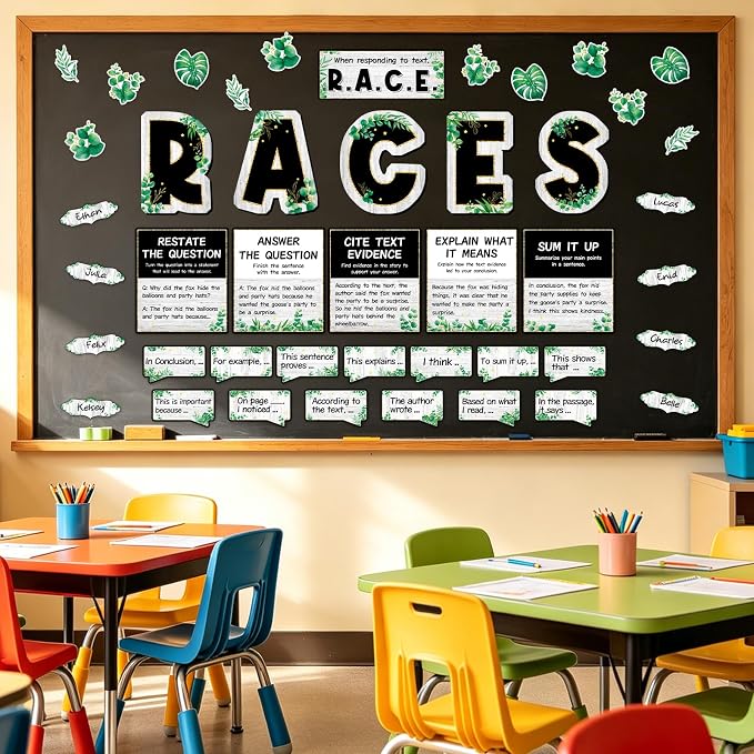 Races Writing Strategy Bulletin Board Decorations Writing Process Poster for Classroom Eucalyptus Races Sentence Strips Cutouts for ELA Classroom Teaching Supplies