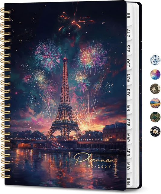 Planner 2026–2027, Academic Planner Weekly and Monthly Calendar Jul 2026 – Jun 2027 Hardcover Planner with Tabs and Pocket, Spiral Bound Agenda Book for Student & Teacher, 6.3" x 8.5", Radiant Bastille