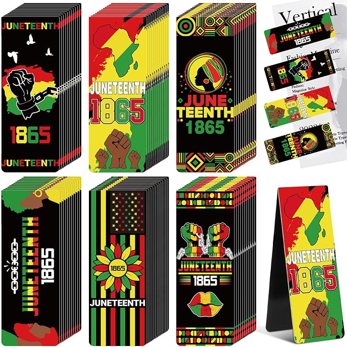 Resurhang 72 Pcs Juneteenth Magnetic Bookmarks Bulk, 1865 Freedom Day Page Clips, African American Black Pride Party Favors Giveaways for Church School Office Event Supplies