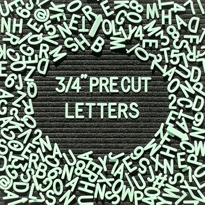 304 Pcs Pre-Cut Letter Board Letters – Ready to Use, No Cutting Required! – Secure Packaging Ensures Safe Delivery – White 0.75 Inch Changeable Felt Board Accessories for Holiday Decor & Creative Signs (Light Green)