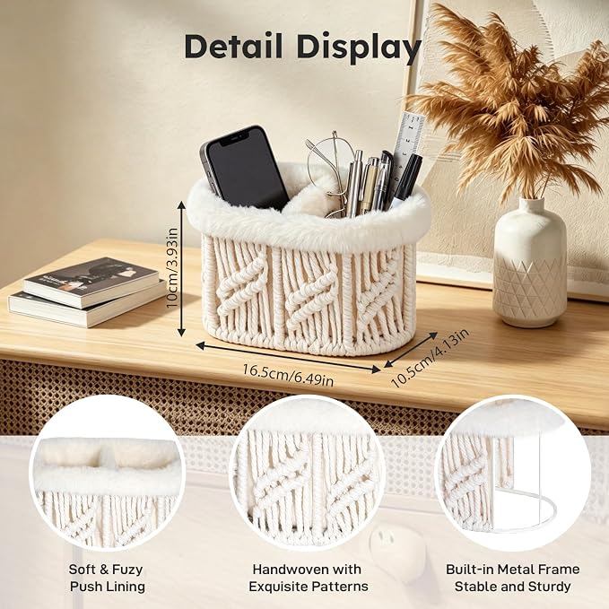 Remote Control Holder, Plush Lined TV Remoter Holder Caddy, Nightstand Desk Dresser Bedside Table Storage Organizer for TV Remotes, Media Controllers, Glasses, Office Supplies (Beige, 2 Slots)