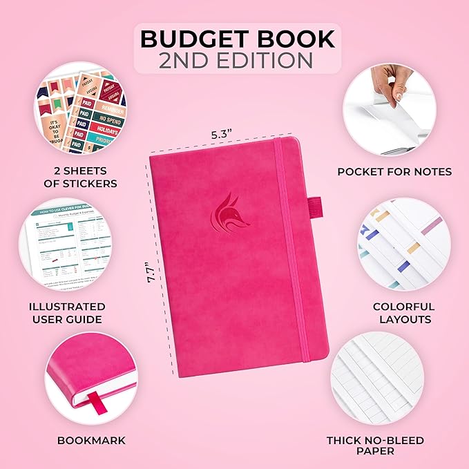 Clever Fox Budget Book 2.0 – Simple Budgeting Planner for Beginners – Financial Notebook with Money Spending, Debt & Bill Tracker (Hot Pink)