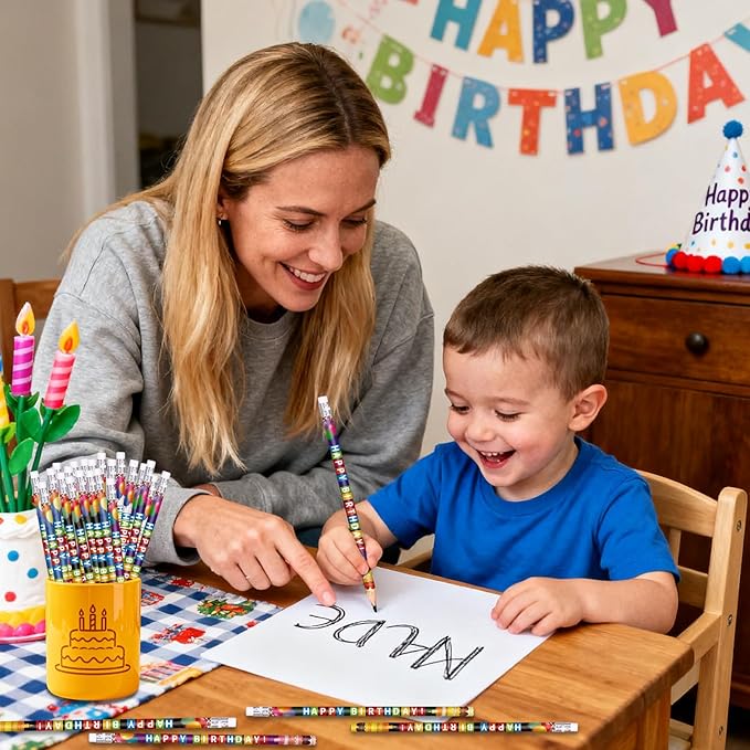 Birthday Pencils for Students Happy Birthday Pencil Bulk Colorful Wood Pencils Teacher Classroom Birthday Gifts Party Supplies (72)