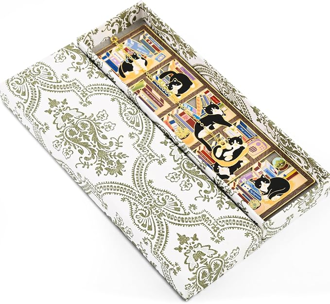 Tuxedo Cat Bookmarks with Vintage Gift Box, Personalized Cat Metal Bookmark, Cute Cat Book Marks, Book Mark Charm for Reading, Women, Book Marker Gift for Cat Lover, Book Lover, Friend, Teacher, Dad