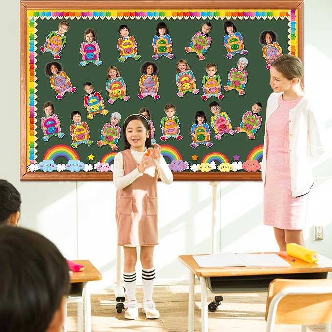 gisgfim 80Pcs Backpack Cutouts Back to School Decorations Bulletin Board Colorful School Bag Paper Cut-Outs Classroom Decor for Boy Girl DIY Craft Photo Wall Kindergarten Preschool Party Favor Supply