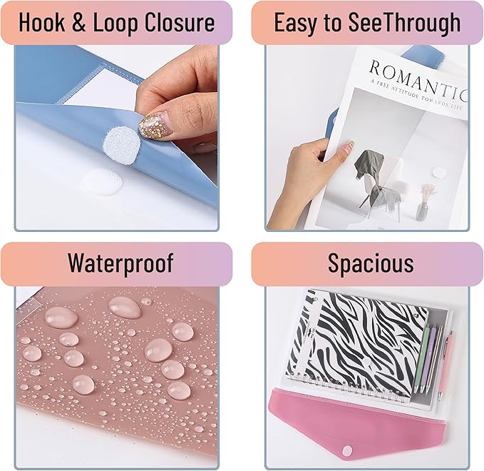Mr. Pen- Clear Plastic Envelopes File Folders, 30 Pack, A4, Letter Size, Colorful Flaps, Bulk Clear Folders for Documents Plastic Poly Envelopes with Label for School, Home, Work, Office, Organizer