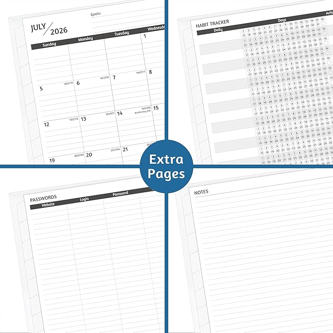Monthly Planner 2026-2029, 36 Months Calendar Planner 2026-2029 from Jul 2026 – Jun 2029, 8.5'' x 11'' with Ruled Spread, Flexible Cover, Spiral Wirebound, Pocket, Coated Tabs, Notes ＆ Habit Tracker