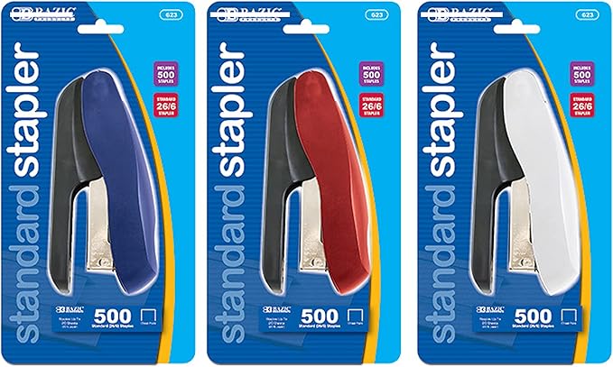 1 Desk Stapler Standard Staples Paper Manual Office Supplies Desktop Classroom