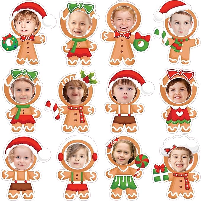 50 Pcs Christmas Gingerbread Cutouts, DIY Bulletin Board Decoration Photo Crafts Xmas Gingerbread Man Set for Winter Holiday Xmas Party School Classroom Home Window Wall Decor Supplies
