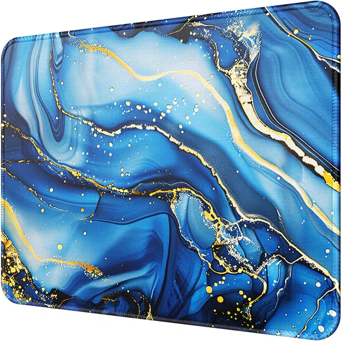 MROCO Essential Office & Gaming Mouse Pad, 8.5 x 11 Inch, Blue Marble | Anti-Fray Stitched Edges, Functional Pattern Design, Non-Slip Rubber Base, Water and Stain Resistance