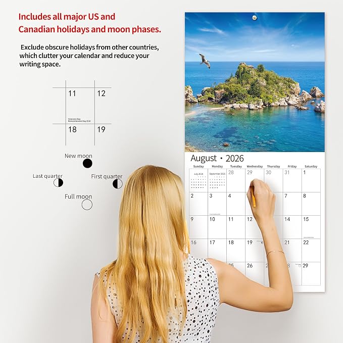 2026 Wall Calendar,Calendar 2026, November 2025 - December 2026, Wall Calendar Italy, 12" x 24" Opened,Full Page Months Thick & Sturdy Paper for Calendar Organizing & Planning