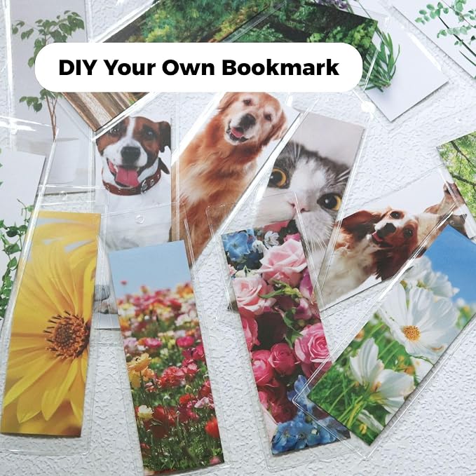 40 Pack Clear Bookmark Sleeves, Plastic Bookmark Packaging, 7.5 x 2.5 Inches