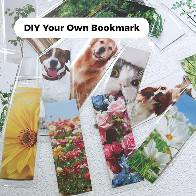 70 Pack Clear Bookmark Sleeves, Plastic Bookmark Packaging, 7.17 x 2.36 Inches