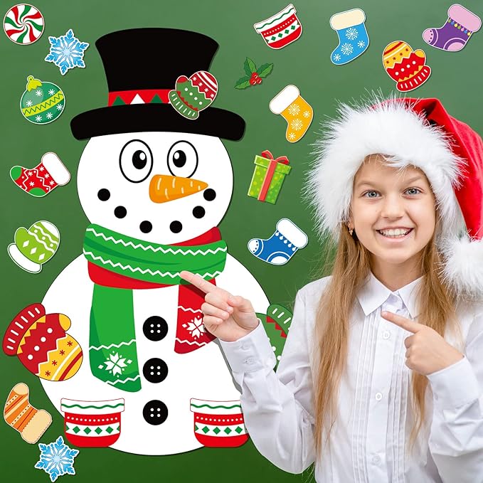 Containlol 68 Pcs Winter Bulletin Board Decorations DIY Snowman Cutouts Christmas Classroom Bulletin Board with Glue Xmas Decor for Classroom School Winter Theme Party Supplies