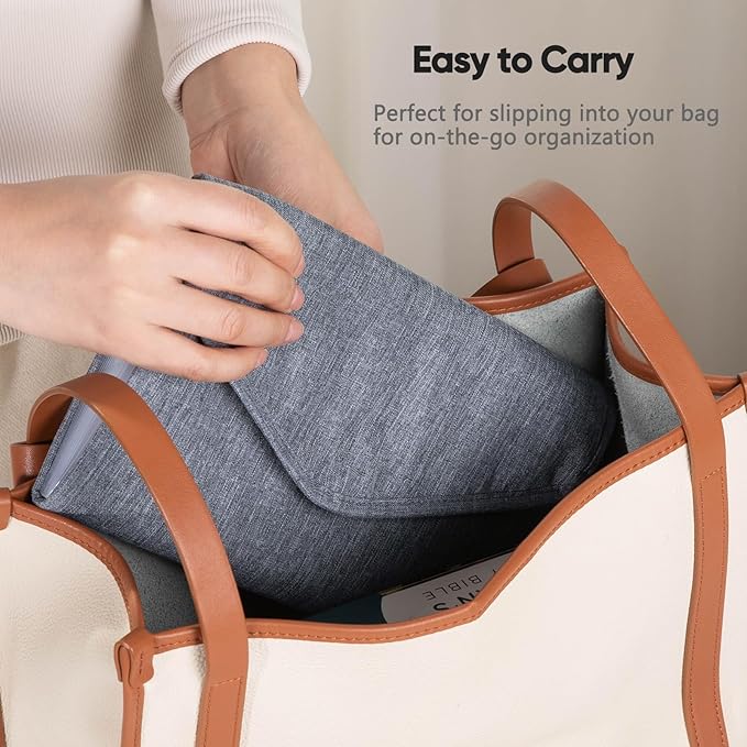 Fabric Bill Organizer with Pockets 10x6 Receipt Organizer for Business - Receipt Holder Organizer - Cash Organizer -Coupon Holder - Money Organizer for Cash- Small Accordion File Organizer