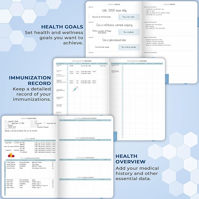 Clever Fox Large Medical Planner 12-Month – Medical Notebook, Health Diary, Wellness Journal to Track Health – 12 Months, 7x10.5″ (Light Blue)