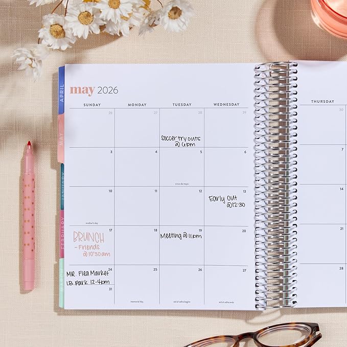Erin Condren 12-Month Spiral Life Planner (Jul 2025 - Jun 2026), 7”x9” Weekly and Monthly Planner, 80 Lb. Text Weight Paper, Layers Colorful Covers, Hexagon Theme, Hourly Layout, Platinum Coil