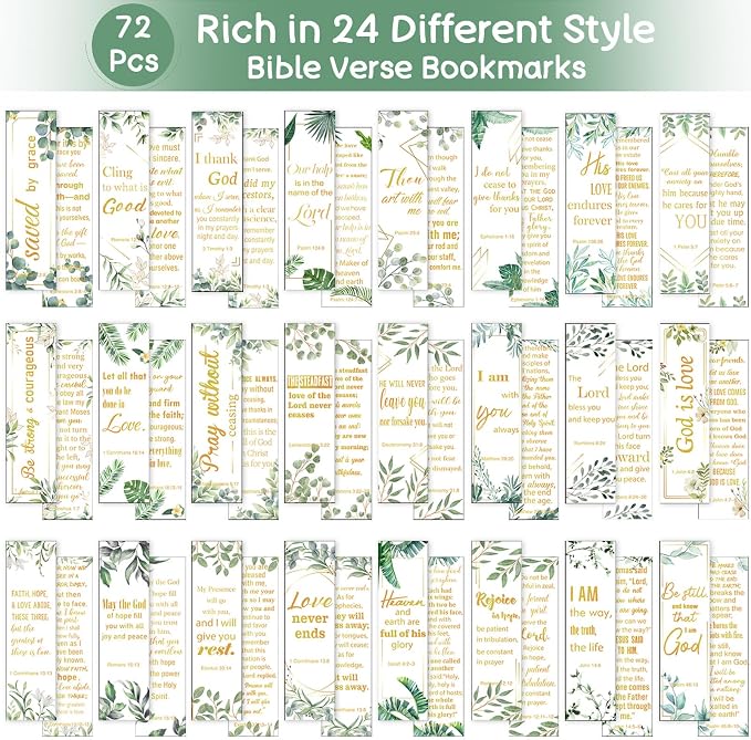 72 Pcs Christian Scripture Bookmarks for Women Back to School Gifts Bulk Christian Bible Verse Bookmarks Inspirational Positive Faith Flower Page Clips Spiritual Gift for Reading Lover(Classic Style)