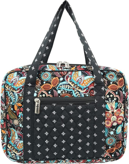 DIWI Quilted Bible Cover Large Sizes 10 X 7 X 2.75 Inches Bible Tote Good Book Case (L, C2 Jungle Secret)