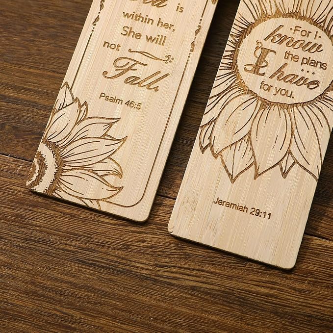 2 Pcs Bible Bookmarks for Women, Sunflower Bamboo Religious Christian Bookmarks Gifts for Women Book Marks for Reading (Sunflower)