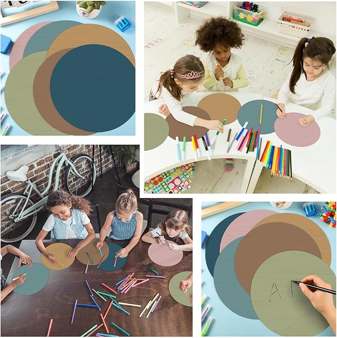 Newtay 24 Pack 10 Inch Dry Erase Dots for Classroom Tables Dry Erase Circles Colorful Removable Board Marker Wall Sticker Decal Spot Set for Student Tables Desk School Teacher Supplies(Morandi Color)