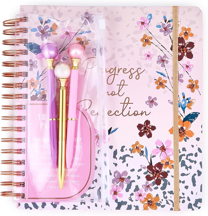 Votum 18 Month Hard Cover Planners/Calendars 10" x 10", January 2026 - June 2027 - Daily, Weekly & Monthly Organizer with Pens, Stickers, Sticky Notes, and a Sturdy Cover - Progress Not Perfection