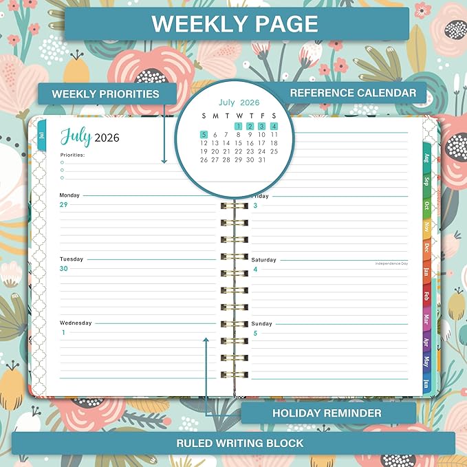 Planner 2026-2027 - Weekly Monthly Planner form July 2026 to June 2027, Academic Planner with Inner Pocket, Premium Paper, 6.4‘’ x 8.3‘’