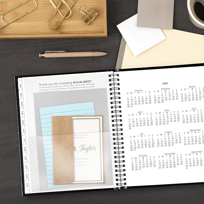 AT-A-GLANCE 2027 Planner, Monthly, 7" x 8.5", Tabbed, Unruled Daily Blocks, Hardcover, DayMinder, Black (G400H0027)