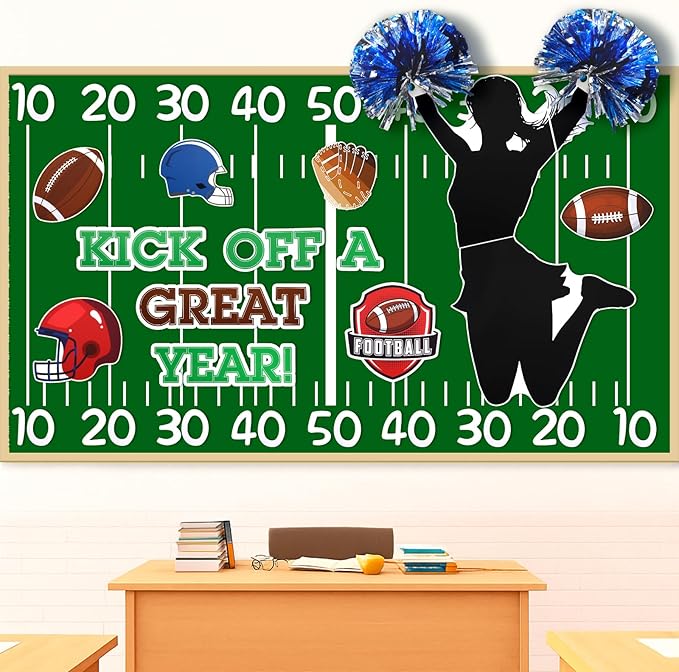 TaoBary Football Bulletin Board Decorations Set 3D Kick Off a Great Year Football Classroom Decorations Back to School Bulletin Boards Cutout for Sports School Classroom Blackboard