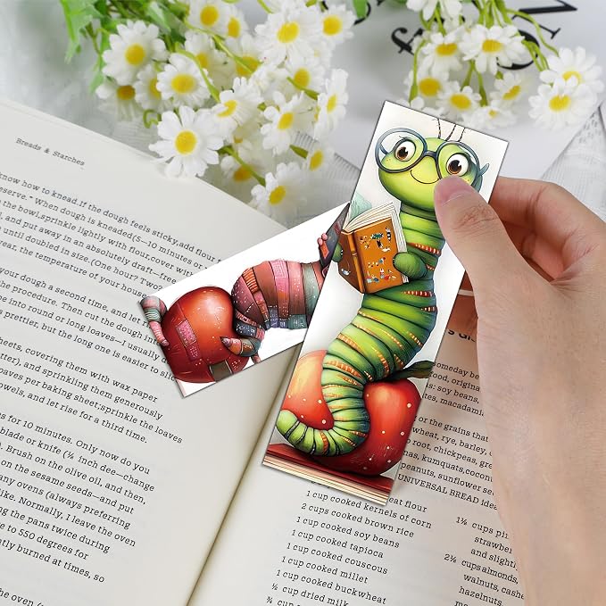 60PCS Cute Bookworm Bookmarks Bulk, Unique Book Marks for Reading Women, Cardstock Book Marker Clips Set for Teachers Bookish Gifts Stationery Office Supplies