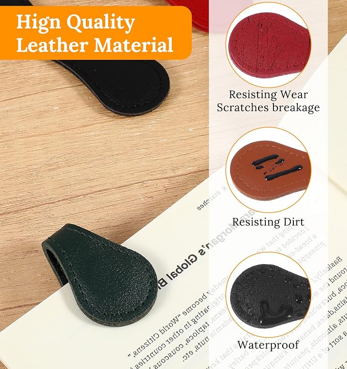 4 Pcs Magnetic Bookmarks for Men, Vintage Magnetic Book Marks for Reading, Double Sided Bookmark Clips, Stylish Leather Bookmarks for Women & Men, Gift for Book Lovers, Vintage Design