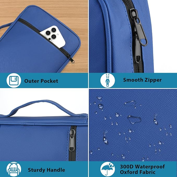 CDBXPRG Bible Cover, Bible Carrying Book Case for Women,Protective Church Organizer Holder Bag with Handle Pockets,Christian Gift for Girls Boy and Men Blue