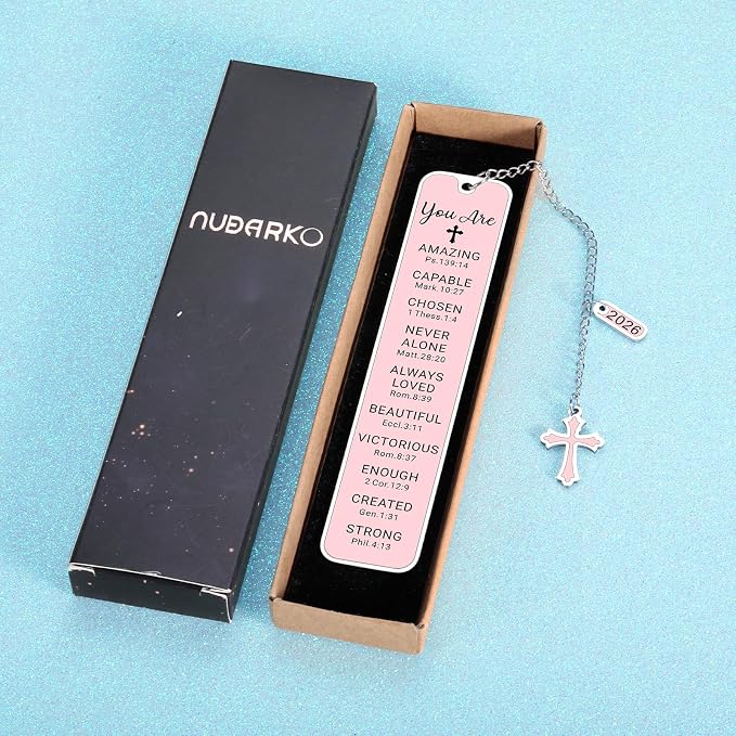 Bible Bookmark Baptism Gifts for Girl Teens Women Pink Stuff Christian Confirmation Religious First Communion Gifts for Girls Women Faith Birthday Easter Gift for Girls Stocking Stuffers for Teen Girl