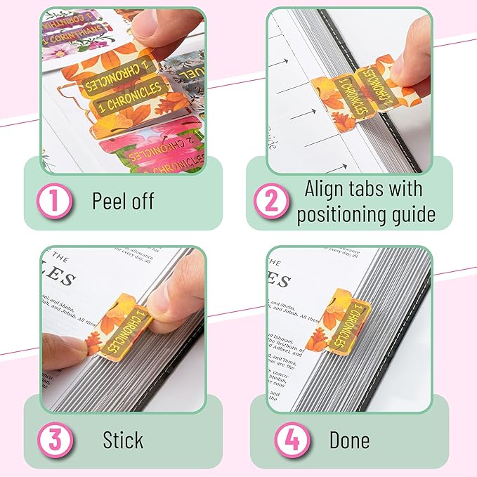 Mr. Pen- Laminated Bible Tabs, 75 pcs, Gold Foil Embossed Lettering, Tear Resistant Index Tabs for Women and Men, Large Print Bible Index Tabs, Bible Book Tabs, Mr. Pen Bible Tabs