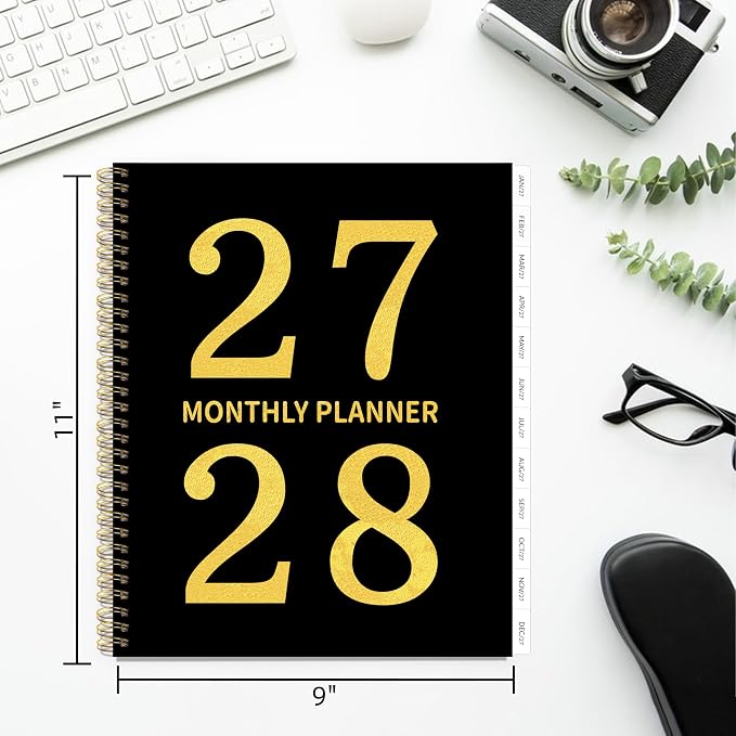 2027-2028 Monthly Planner - 2 Year Monthly Planner/Calendar 2027-2028, JAN 2027 – DEC 2028, 24 Months Calendar Planner, 9" x 11", Holidays, Tabs, Double-Side Pocket, Thick Paper, Polypropylene Cover