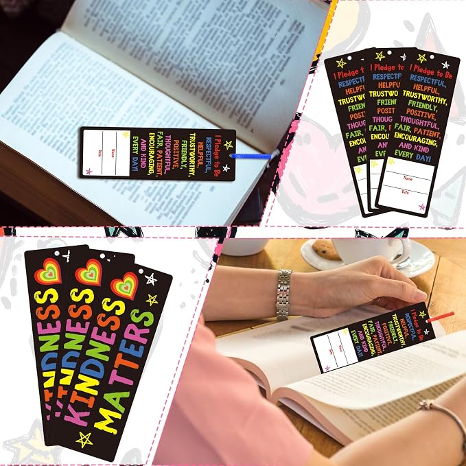 Dispowreath 60 Pcs Kindness Matters Pledge Bookmarks Inspirational Pledge Bookmarks Church Exchange Gifts for Party Favors Prizes Reading Accessories Book Club Supplies Incentive Gifts