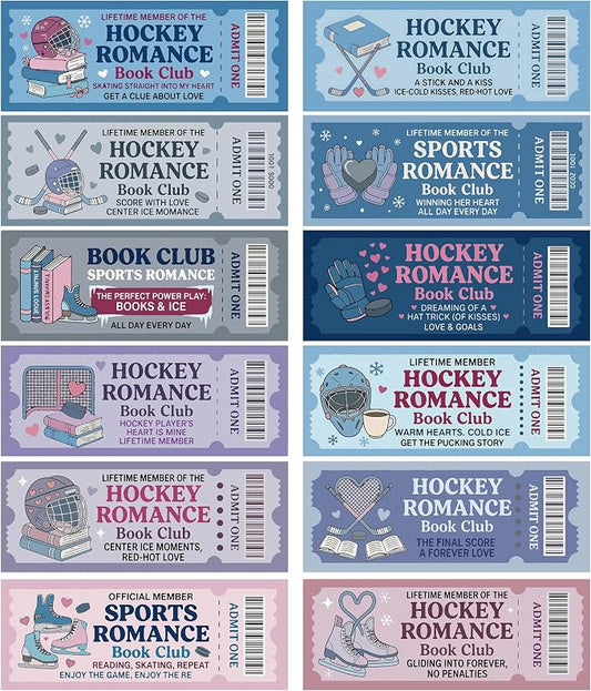Hockey Romance Ticket Bookmarks-120PCS Retro Ticket Style Bookmarks for Readers, Sports Romance Aesthetic Bookmark Set, Book Club Reading Accessories for Romance Book Lovers